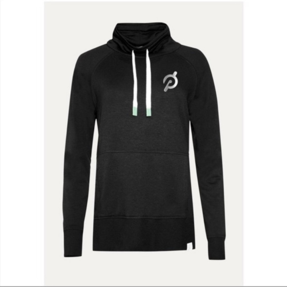 Peloton Black Cozy Hoodie Pocket Pullover Sweatshirt with Silver Logo Size Small